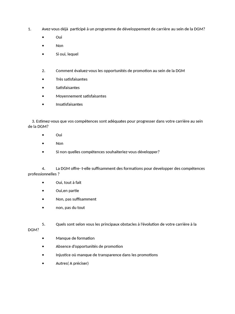 Questionnaire D'enquête Souzy | PDF
