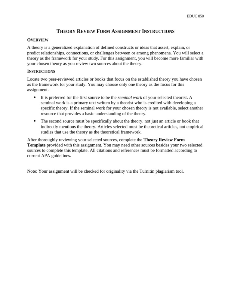 Theory Review Assignment Guidelines | PDF | Science & Mathematics