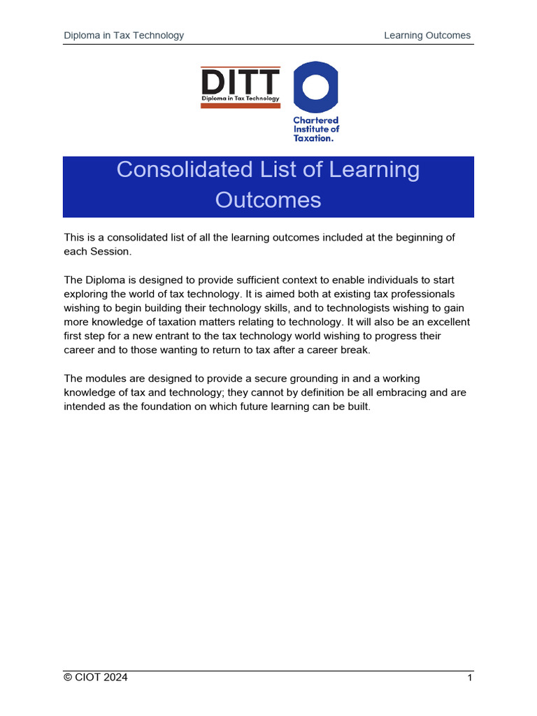 DITT 2024 Learning Outcomes F | PDF