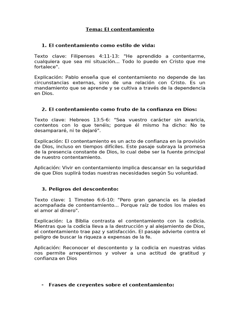 Contentamiento | PDF | Dios | Relaciones personales, crianza y ...