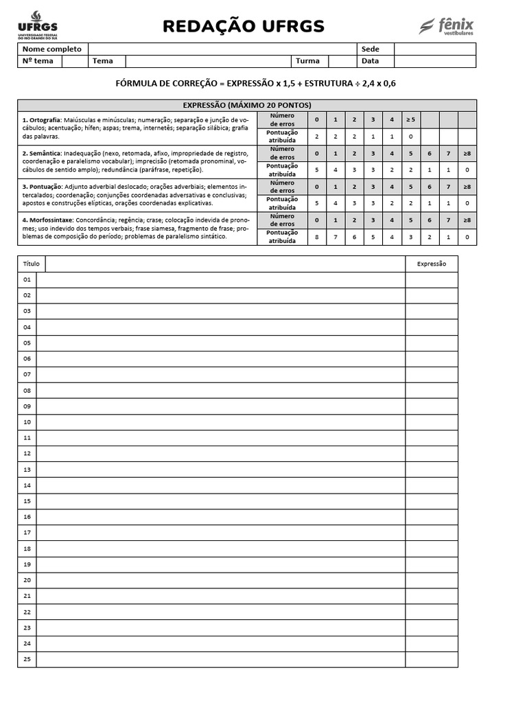Folha de Redação Ufrgs. | PDF