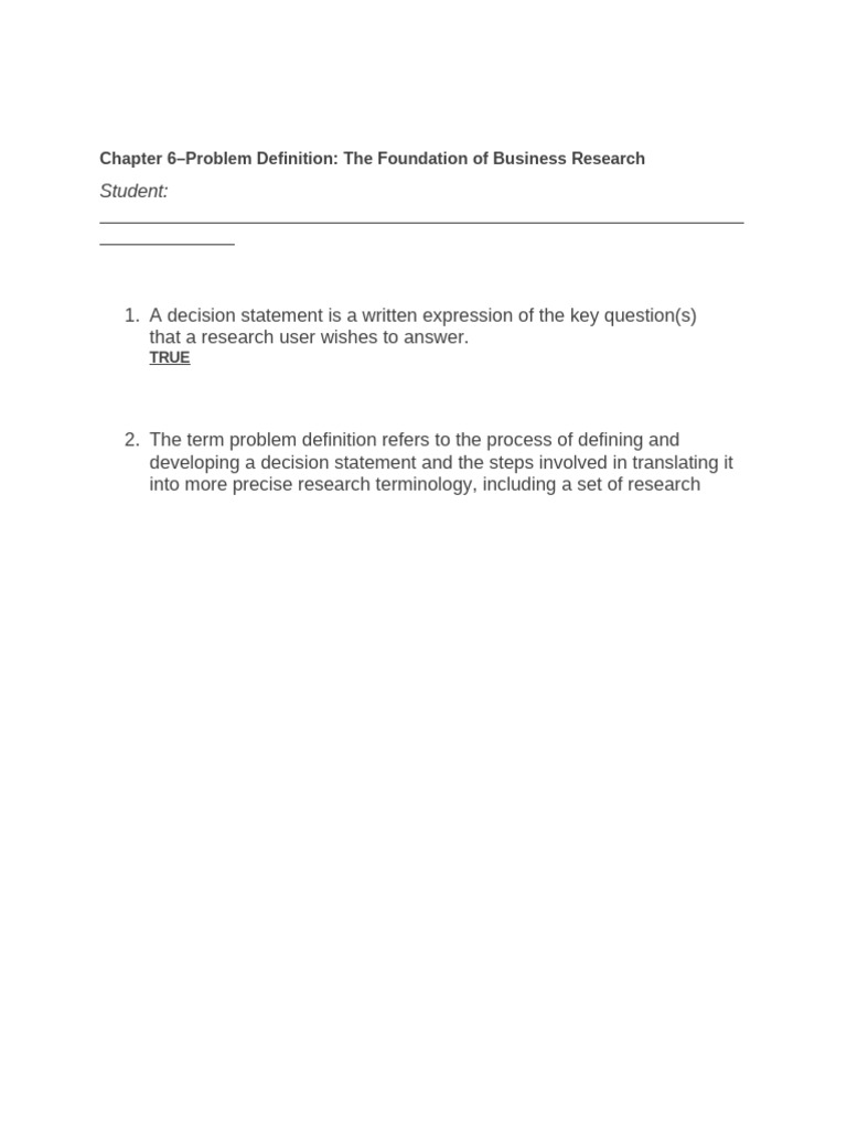 Business Research Methods 9th Edition by Zikmund Test Bank Chapter 6 | PDF