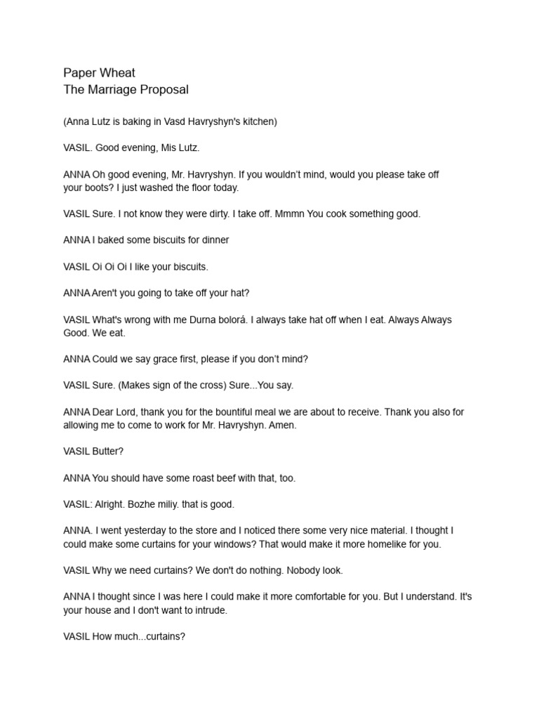Paper Wheat - The Marriage Proposal | PDF | Cooking, Food & Wine