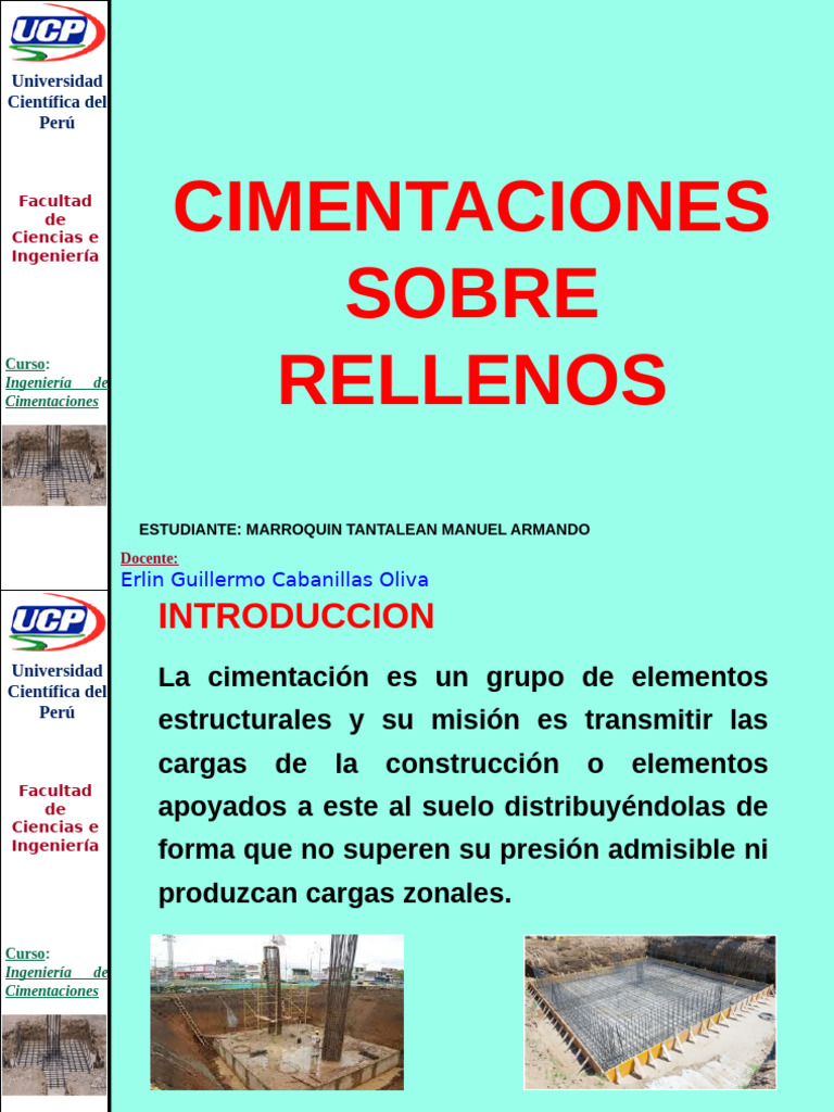 01 - Cimentacion Sobre Rellenos - Marroquin Tantalean Manuel | PDF