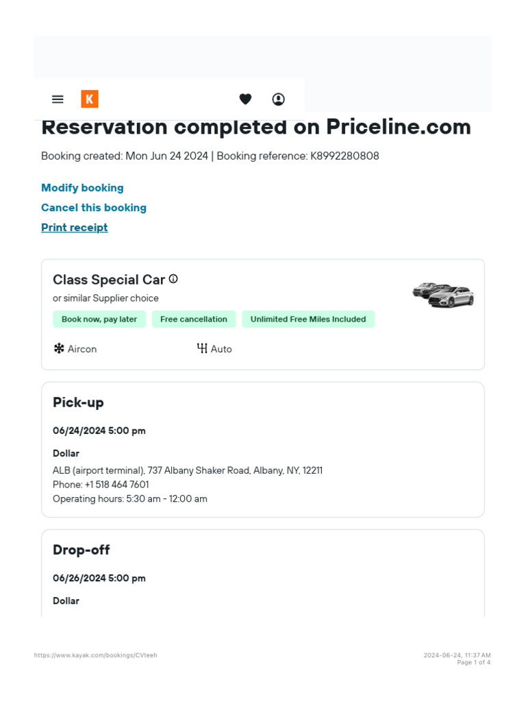 Booking details kayak pdf