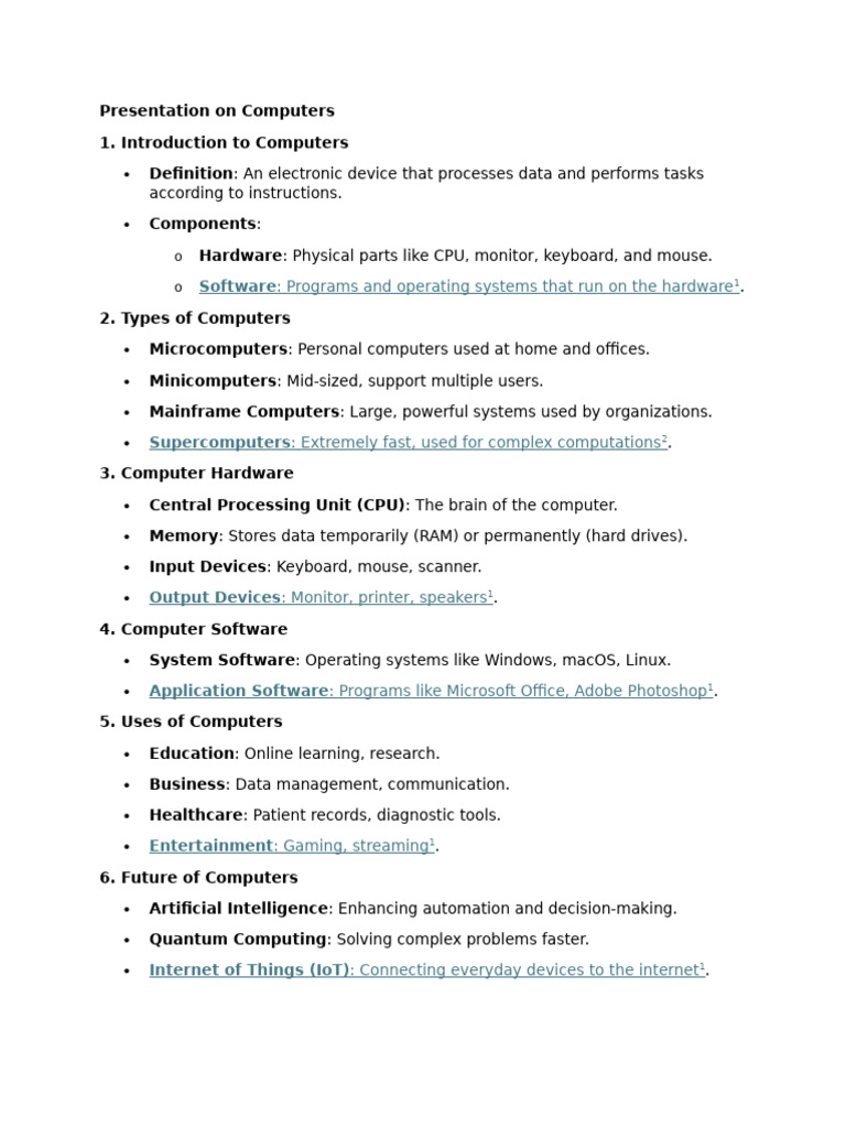 Presentation On Computers | PDF