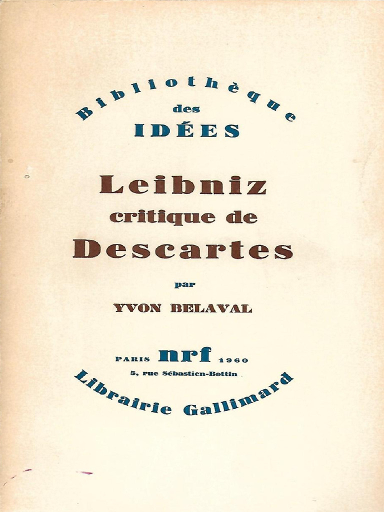 BELAVAL Yvon Leibniz Critique de Descartes | PDF