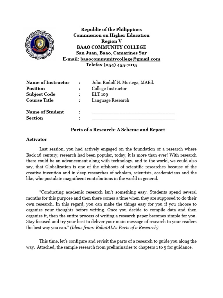 Module 2-1 Parts of A Research | PDF