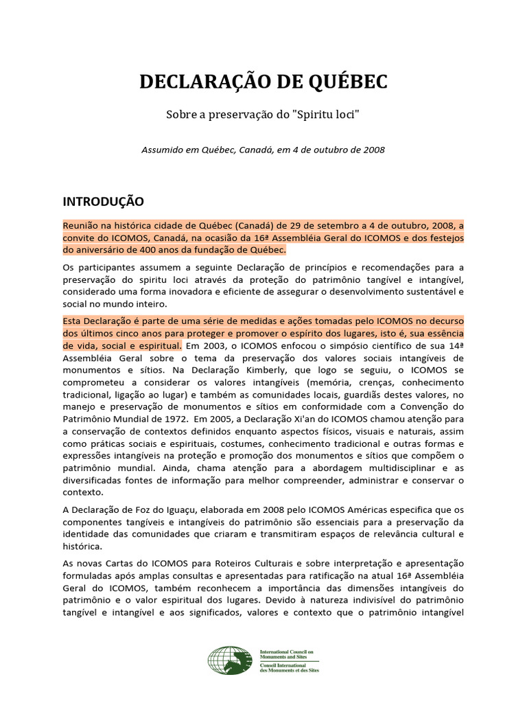 GA16 Quebec Declaration Final PT | PDF