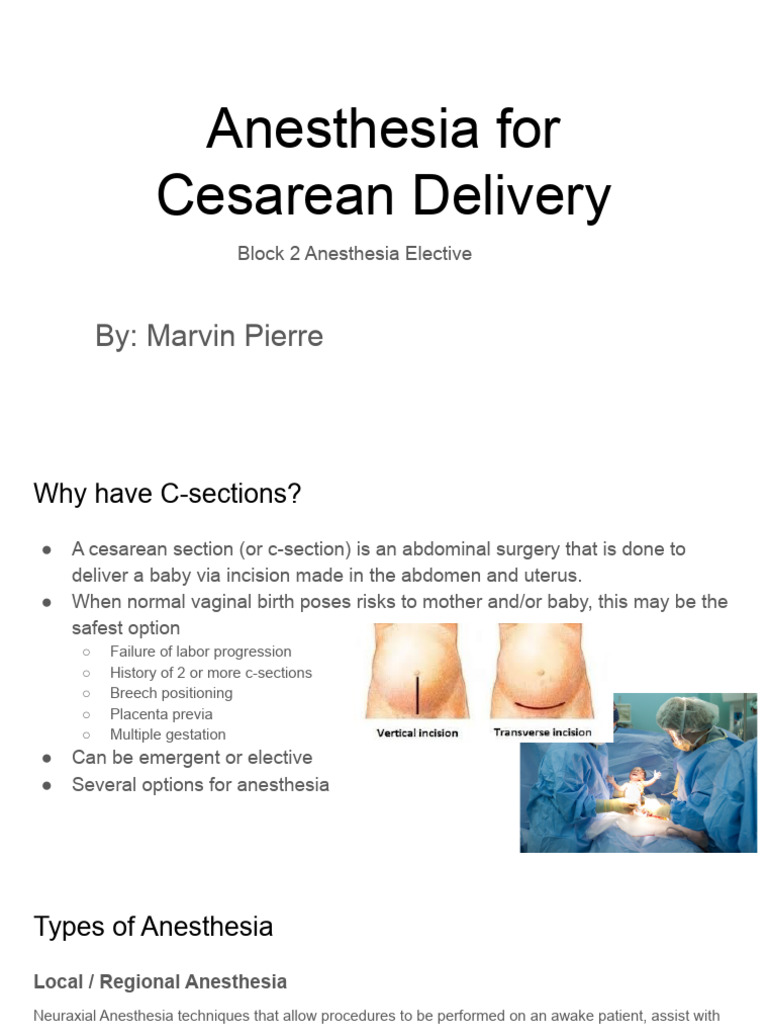 Anesthesia For Cesarean Delivery | PDF