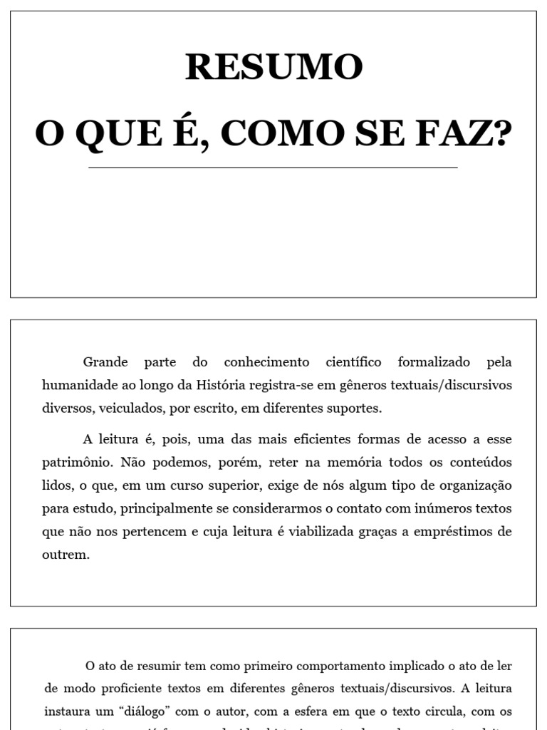 O Que É e Como Se Faz RESUMO | PDF