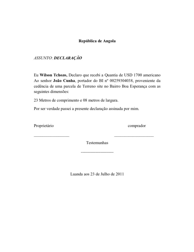 DECLARAÇÃO DO TERRENO - Cópia