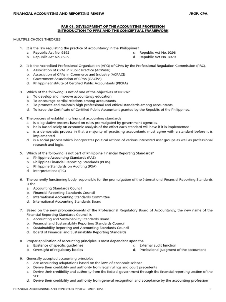 FAR Overview in Philippine Accounting | PDF | Financial Statement ...