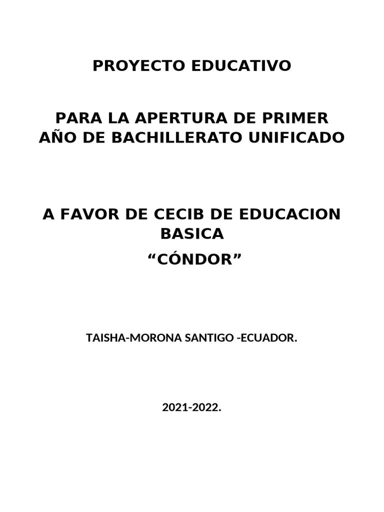 Proyecto Educativo Cóndor | PDF