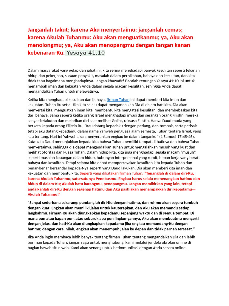 Janganlah Takut | PDF