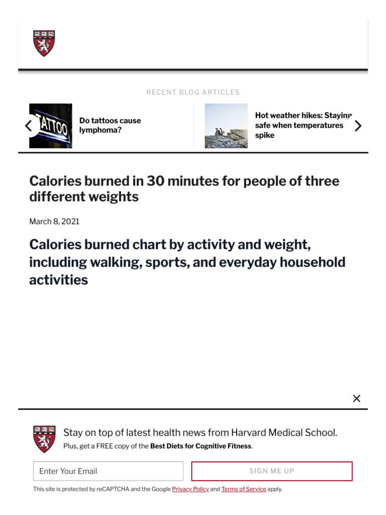 Calories Burned in 30 Minutes of Leisure and Routine Activities ...