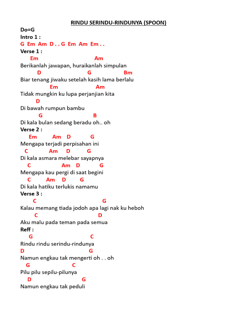 Rindu Serindu-Rindunya (Spoon) | PDF