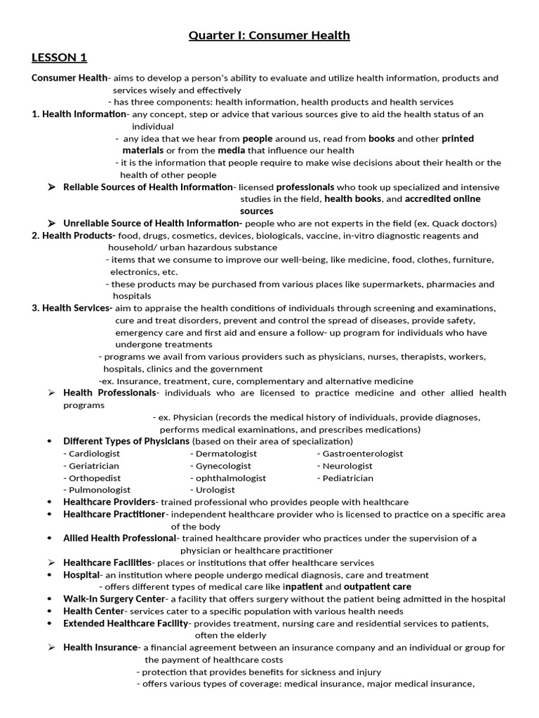 Quarter I CONSUMER HEALTH | PDF