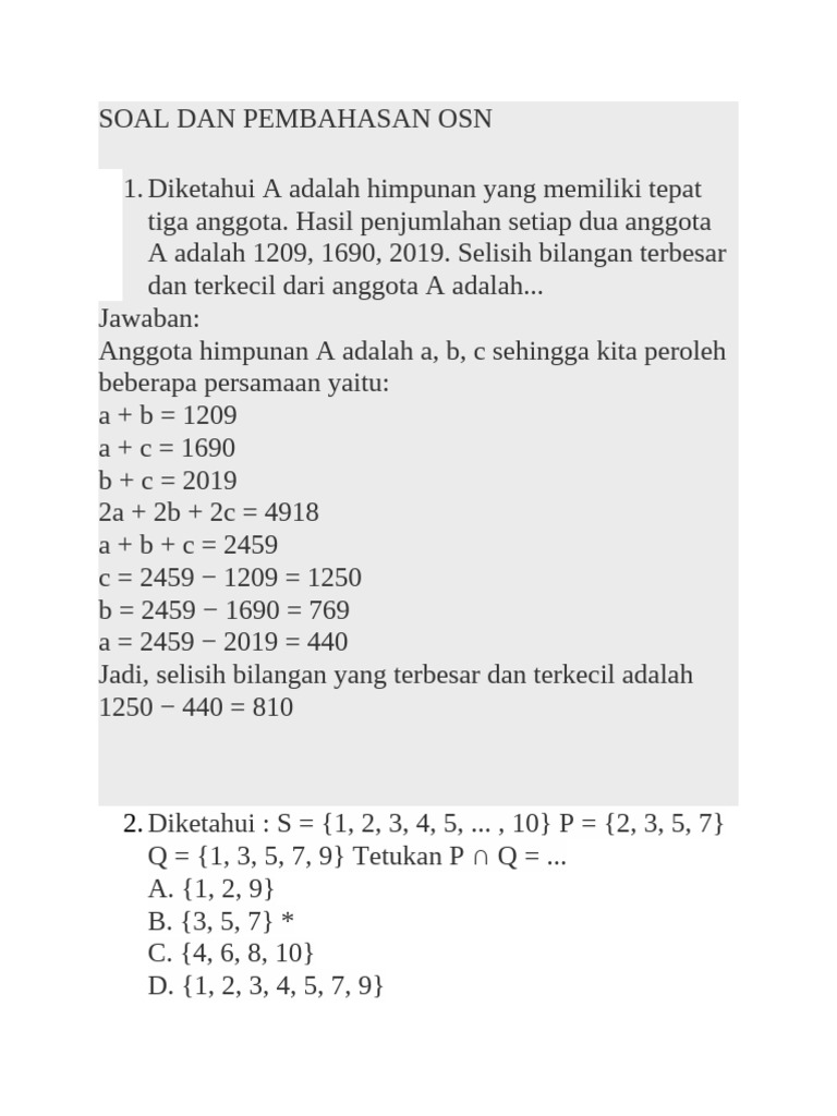 Pembahasan Osn 1 | PDF
