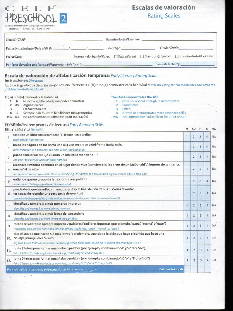 Celf 2registros PDF Free | PDF