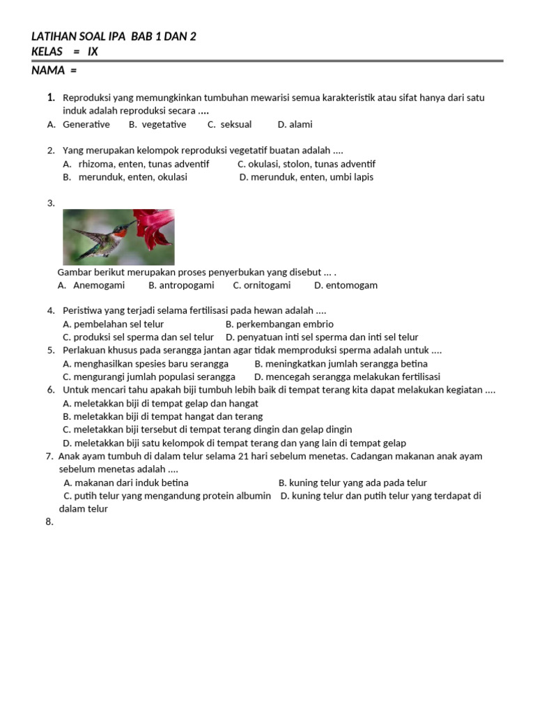 Latihan Soal Ipa Bab 1 Dan 2 | PDF