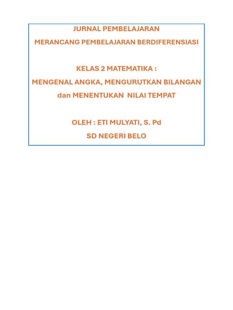 Jurnal Pembelajaran - Pembelajaran Berdiferensiasi | PDF
