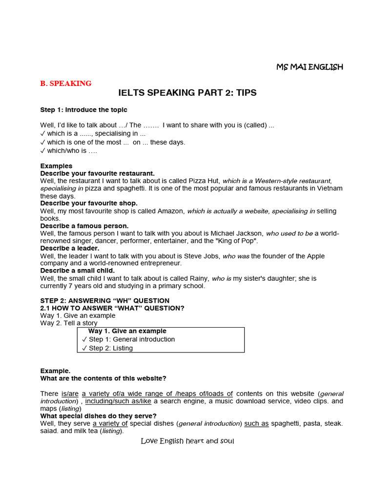 Ielts Speaking Tips Part 2 | PDF