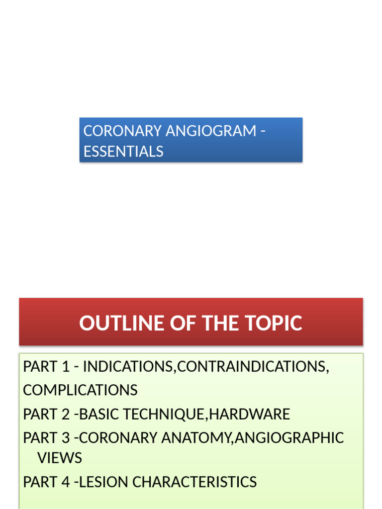 Coronary Angiogram - Essentials | PDF
