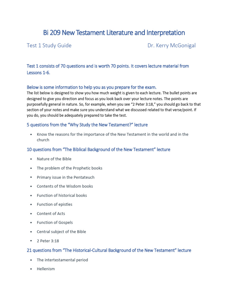 Bi 209 - Test 1 Study Guide | PDF