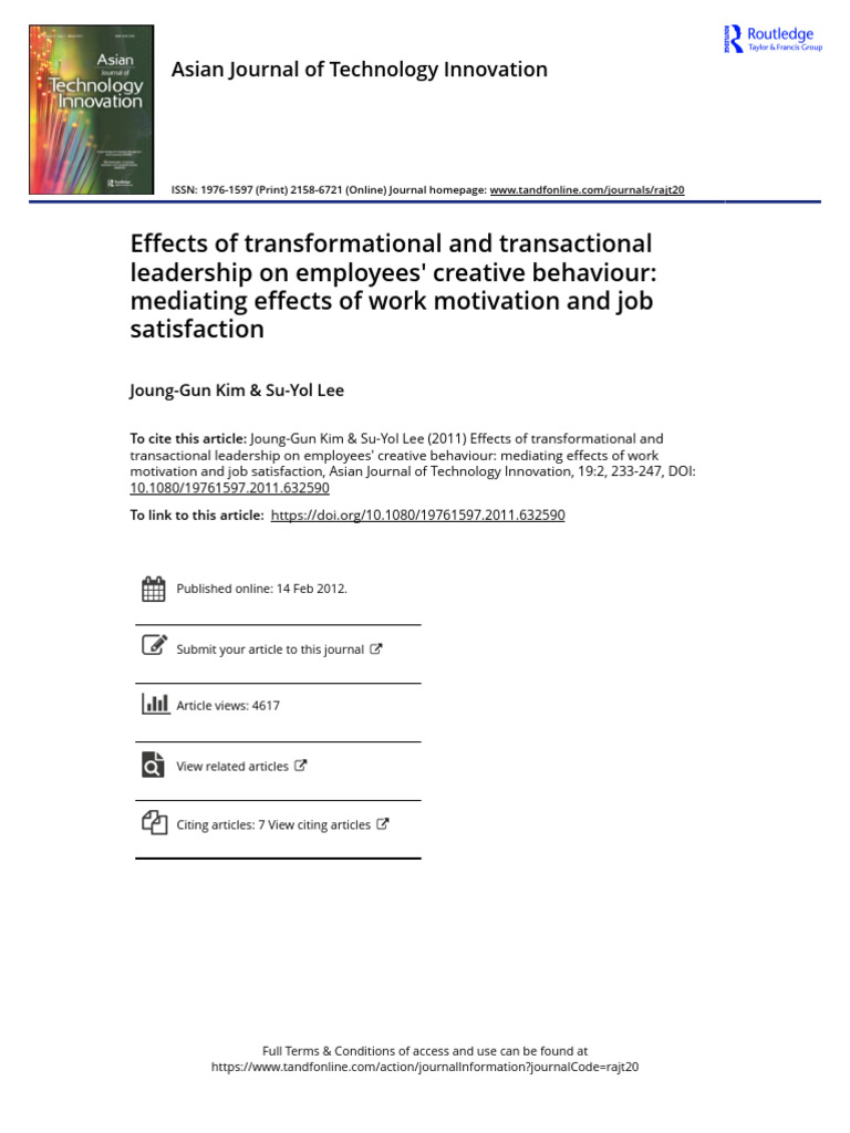 Effects of Transformational and Transactional Leadership On Employees ...