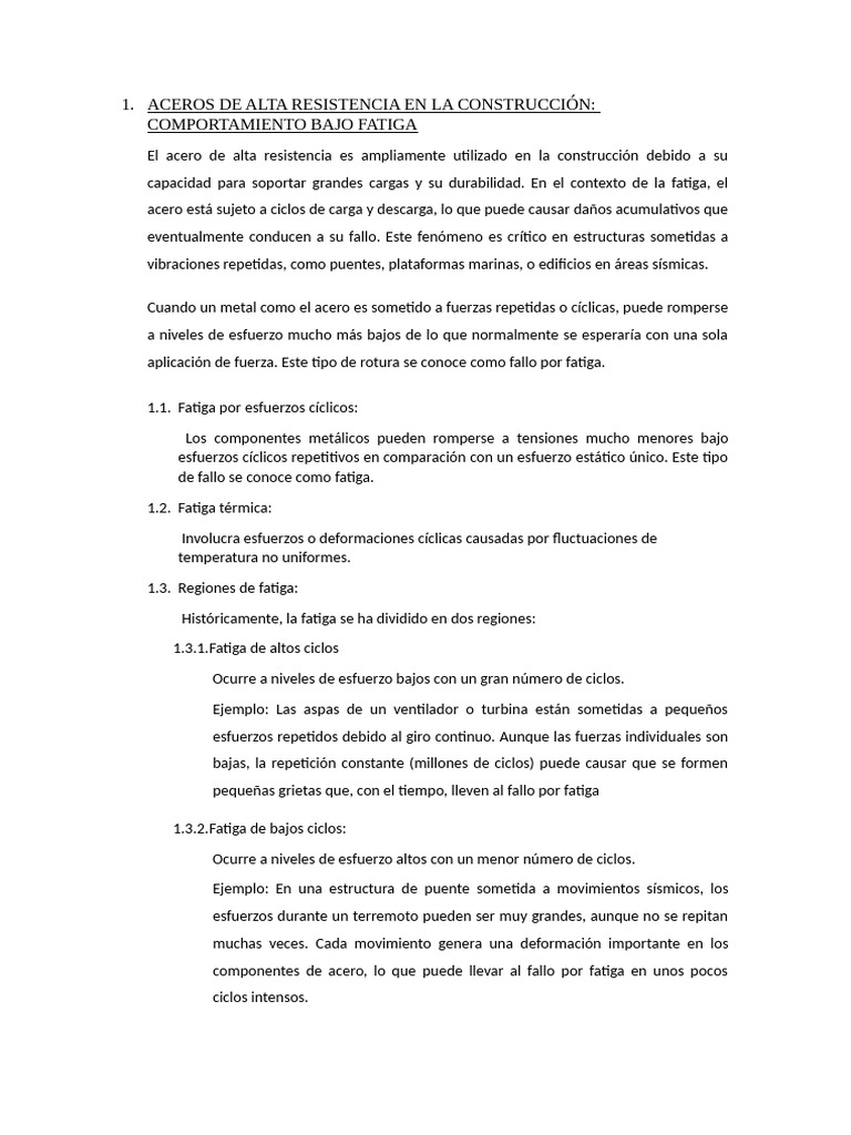 Acero en Construcción: Fatiga y Materiales | PDF | Fatiga (material ...