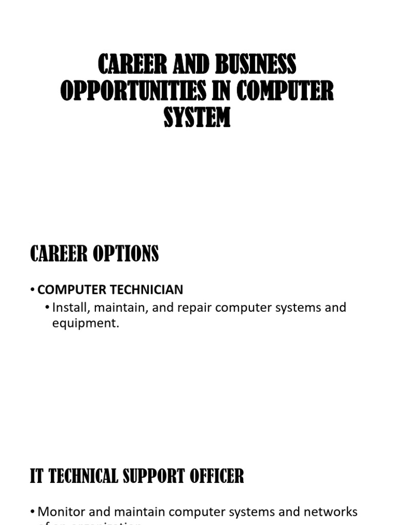Career and Business Opportunities in Computer System | PDF