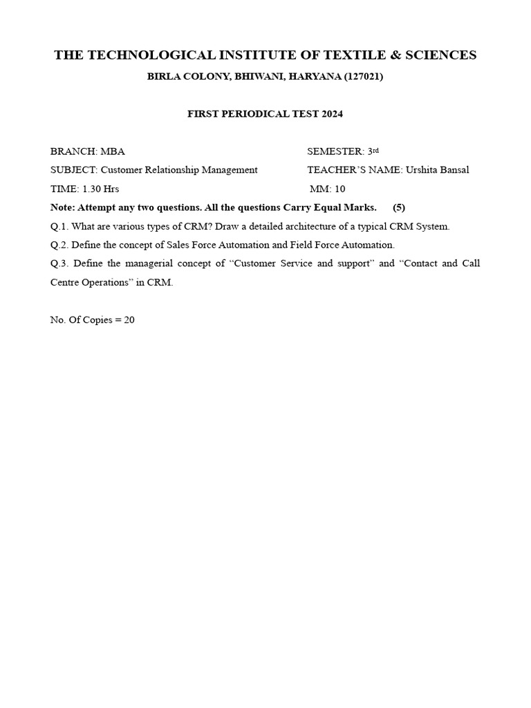 Mba customer relationship management pdf