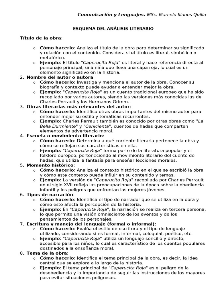 Análisis literario de Caperucita Roja | PDF | Caperucita Roja ...