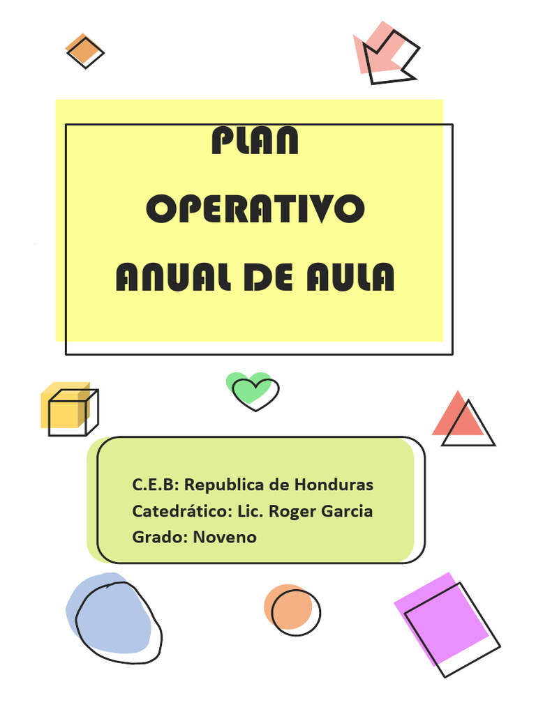 Plan Operativo Anual de Aula | PDF | Salón de clases | Maestros