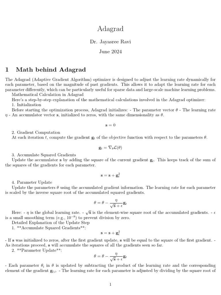 Math behind adagrad pdf