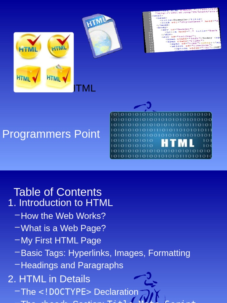 HTML in Programmers Point | PDF