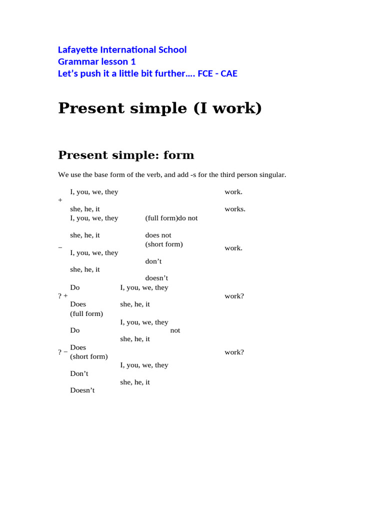 Simple Present Advanced | PDF