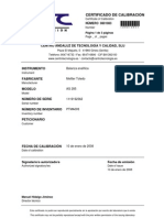 Certificado de Calibración