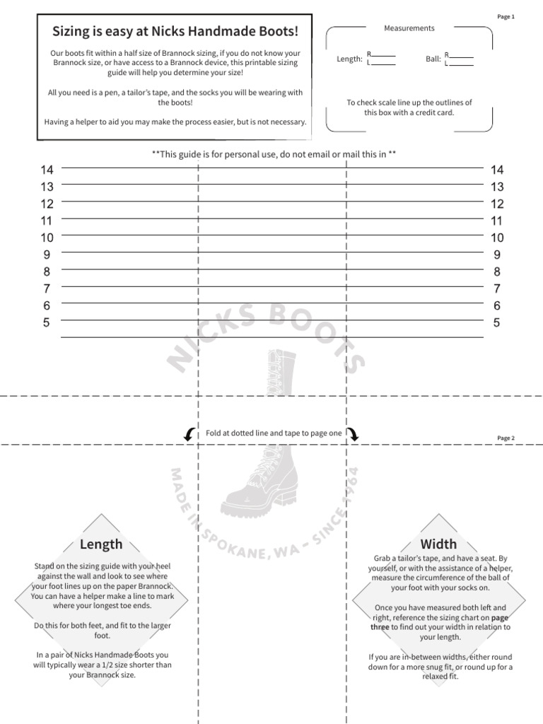 Nicks Sizing Guide | PDF