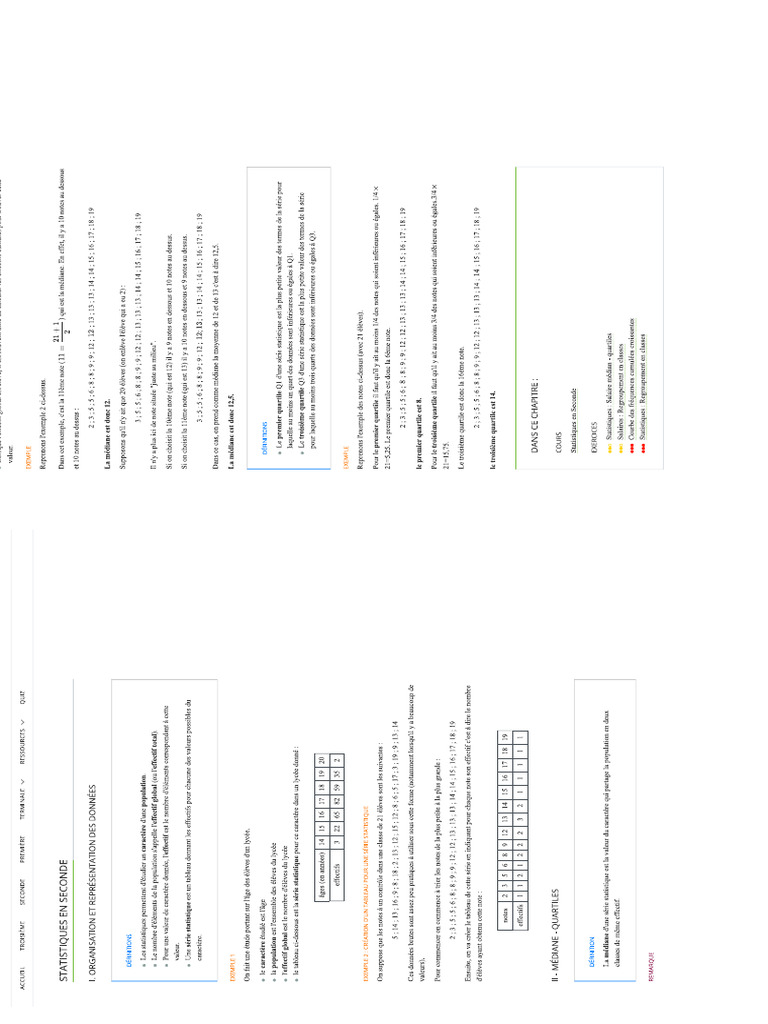 Statistiques Seconde S | PDF