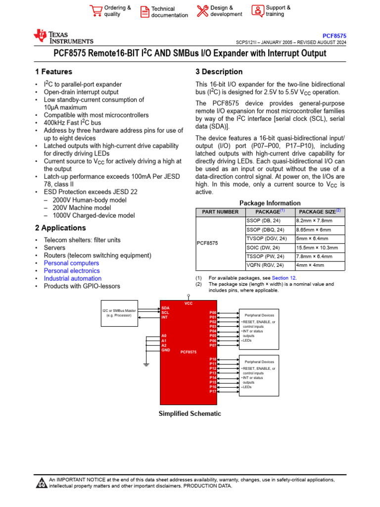 PCF 8575 | PDF