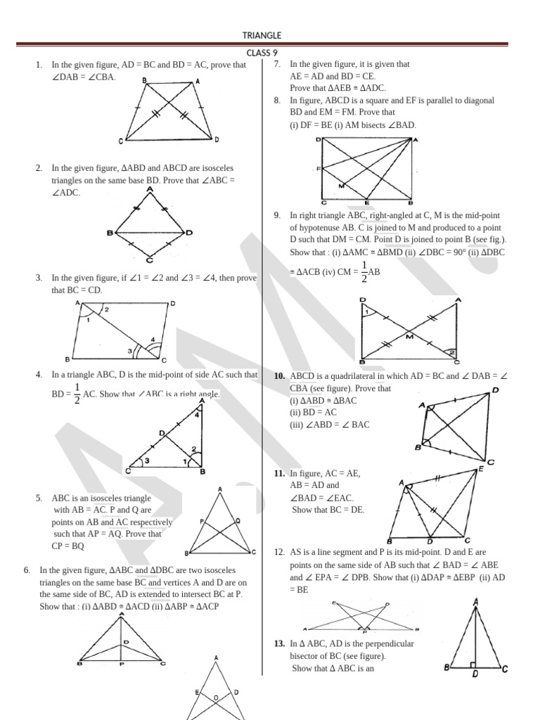 Triangles class 9 pdf