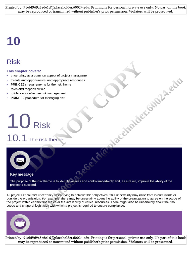PeopleCert - Effective Project Management - The PRINCE2 Method - RISK | PDF