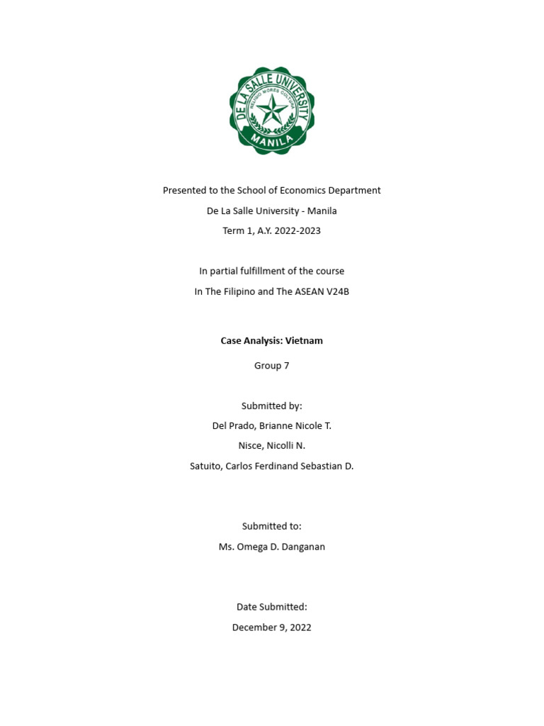 LCASEAN Case Study of Group 7 (Vietnam) | PDF