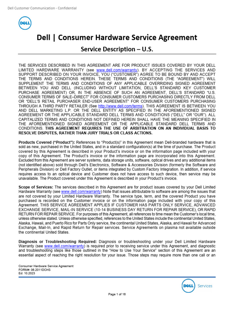 Consumer Hardware Service Agreement US | PDF