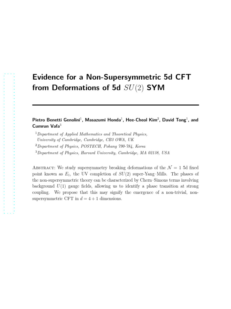 Evidence For A Non-Supersymmetric 5d CFT From Deformations of 5d SYM | PDF