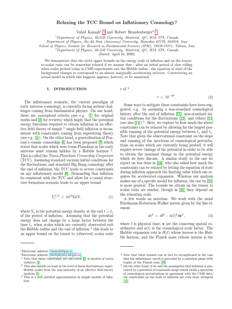 Relaxing the tcc bound on inflationary cosmology swampland pdf