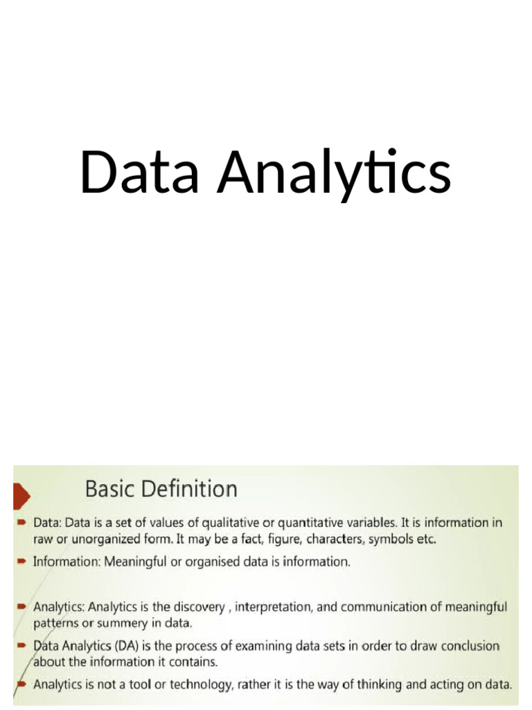 INTRODUCTION TO DATA ANALYTICS PPT FREE DOWNLOAD intelligence overview