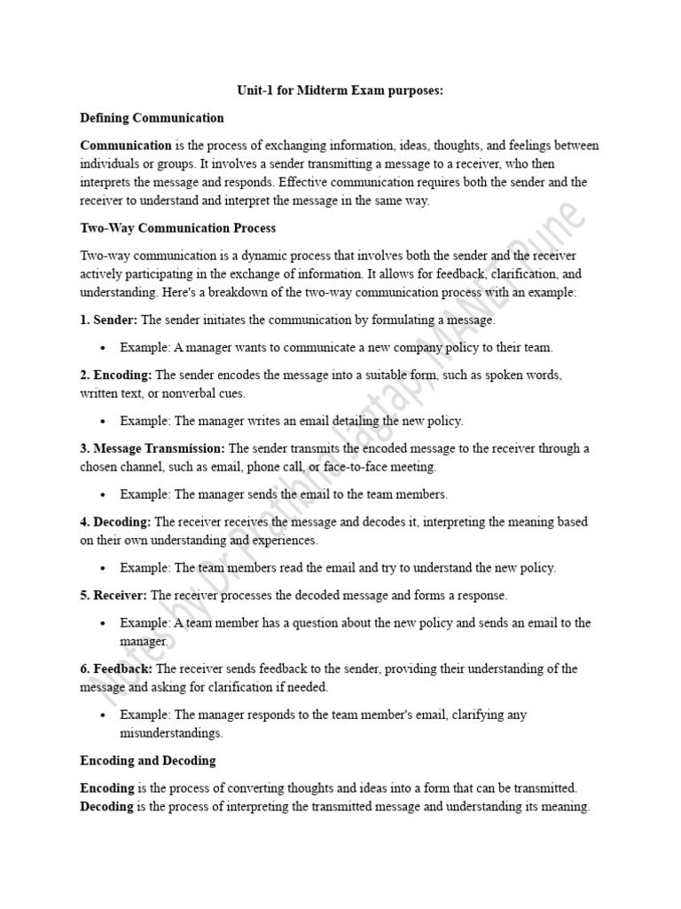 Notes On Unit-1 For Midterm Exam | PDF